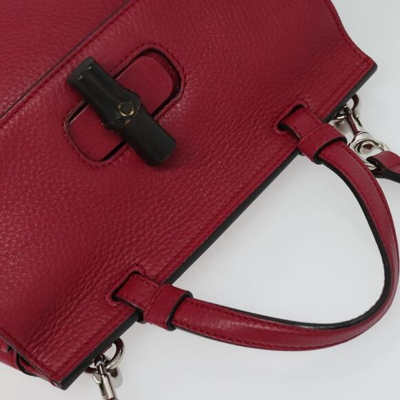 GUCCI Bamboo Daily Hand Bag Leather Pink Silver - Picture 6 of 16